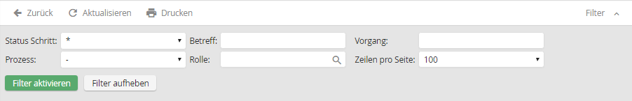 Filter Eingangsbox aktiv