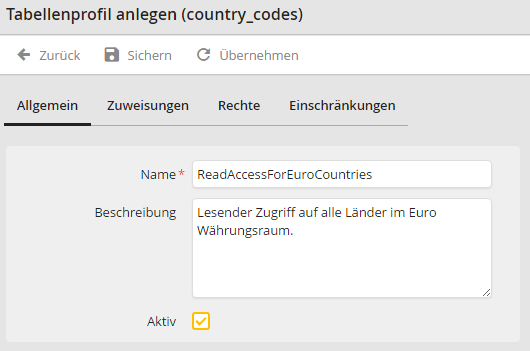Allgemeine Profileinstellungen