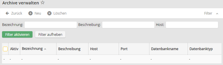Vorgangsarchive-Übersicht
