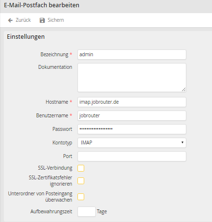 Postfach bearbeiten