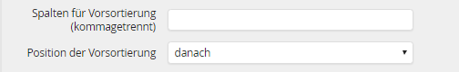 Vorsortierung und Position der Vorsortierung Vorsortierung und Position der Vorsortierung