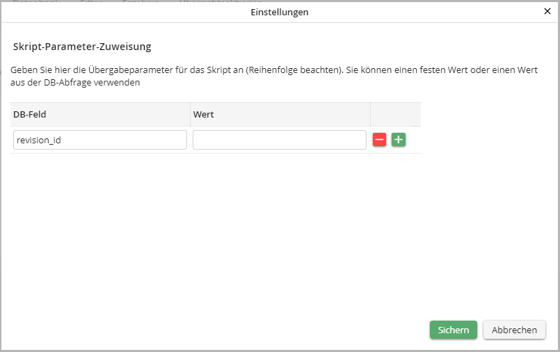 Skript-Parameter-Zuweisung Skript-Parameter-Zuweisung
