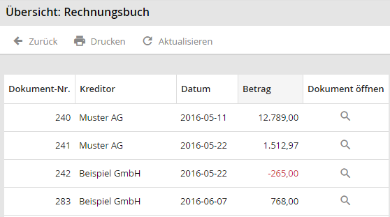 Übersicht: Beispiel Rechnungsbuch Übersicht: Beispiel Rechnungsbuch