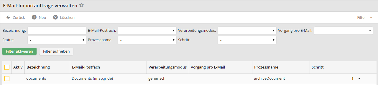 E-Mail-Aufträge verwalten E-Mail-Aufträge verwalten