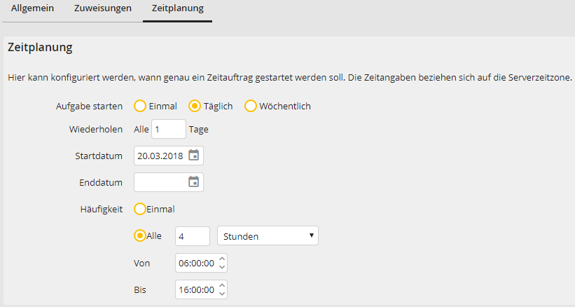Zeitauftrag: Zeitplanung (Täglich) Zeitauftrag: Zeitplanung (Täglich)