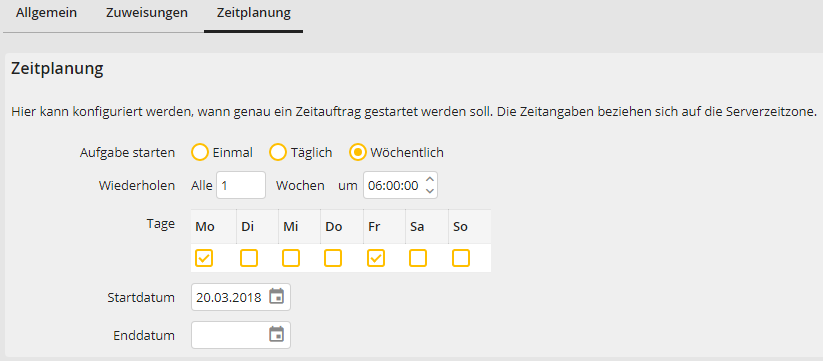 Zeitauftrag: Zeitplanung (Wöchentlich) Zeitauftrag: Zeitplanung (Wöchentlich)