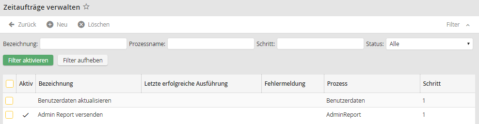 Zeitaufträge verwalten Zeitaufträge verwalten