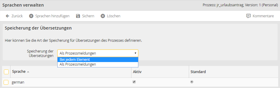 Sprachen verwalten