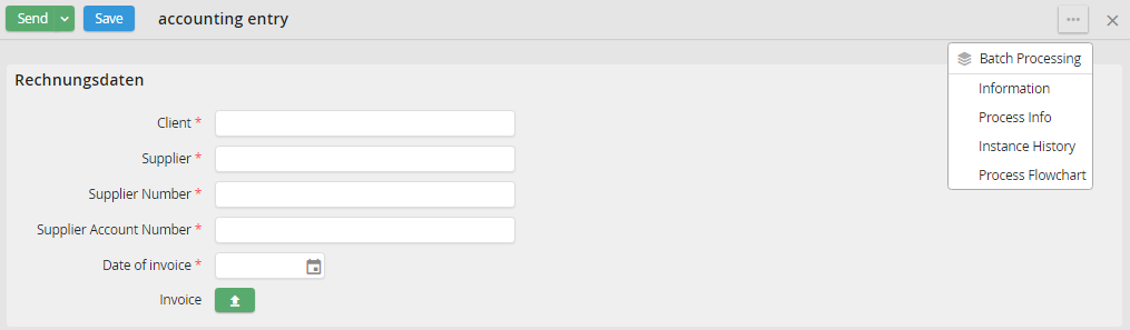A form from the invoice receipt process