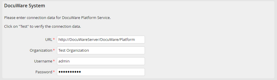 DocuWare System: Connection via Platform Service