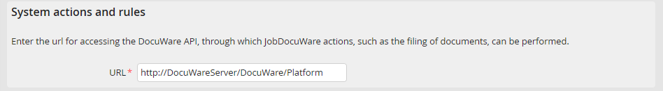 System actions and rules: URL