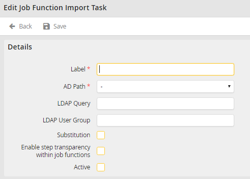 Editing a Job Function Import Task