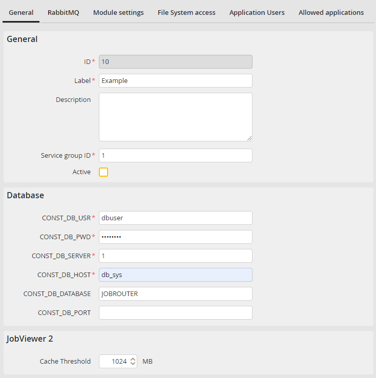 Edit instance tab: General Edit instance tab: General