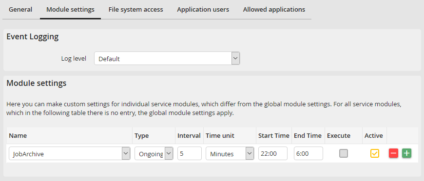 Edit instance tab: module settings Edit instance tab: module settings