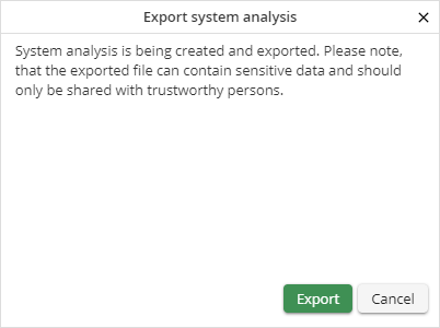 Export of an analysis file - Security warning Export of an analysis file - Security warning