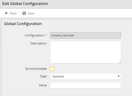 Adding/Editing a global configuration Adding/Editing a global configuration