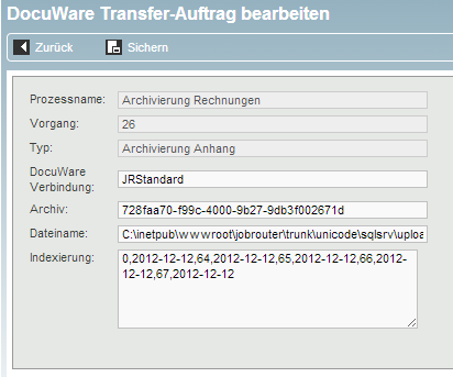 Editing a DocuWare Transfer task