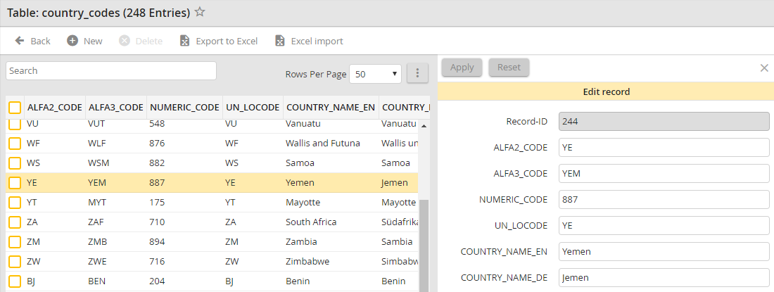 Direct opening of a data record