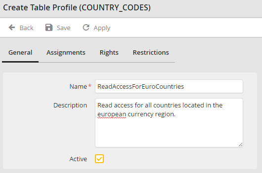 General profile settings
