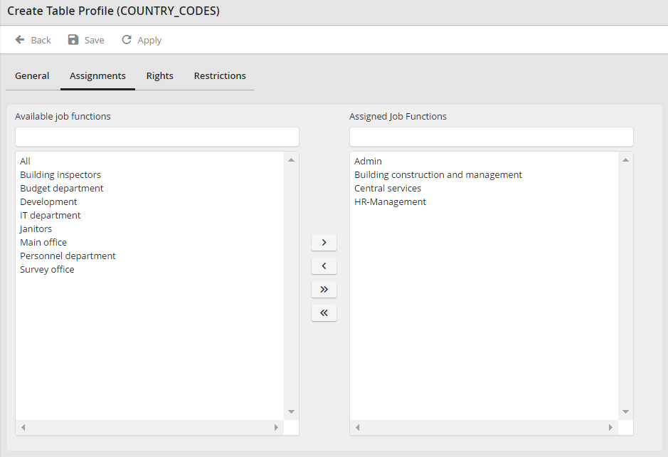 Assign Job Functions