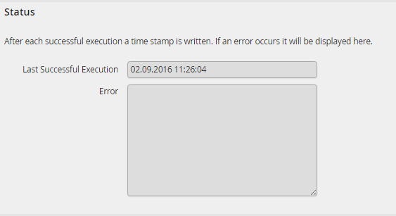 Import connection execution status