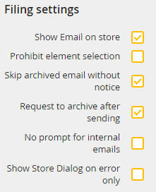 Filing settings