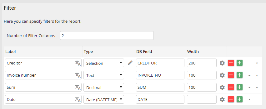 Establishing a filter