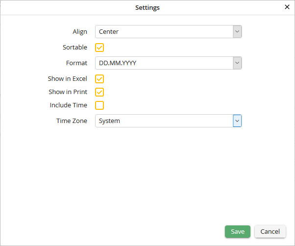 Date field settings