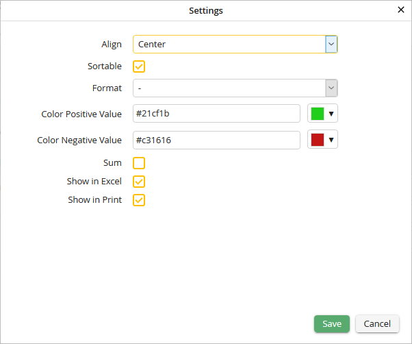 Text field - Settings