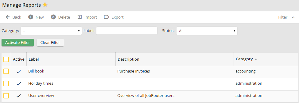 Manage Reports Manage Reports