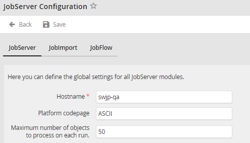 JobServer configuration - JobServer JobServer configuration - JobServer