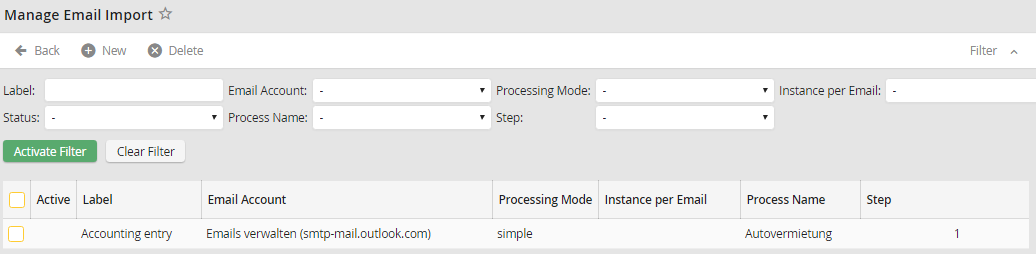 Manage email import