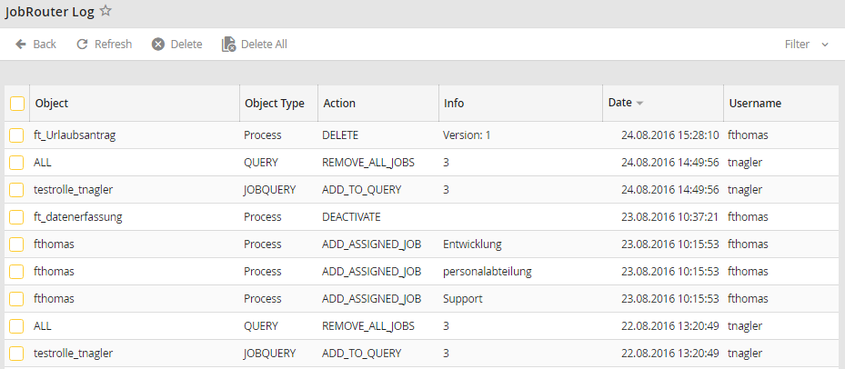 Action log