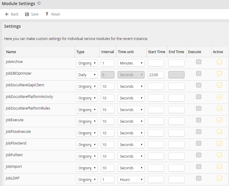 Module settings