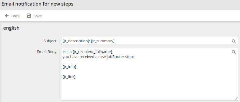 Editing an email template
