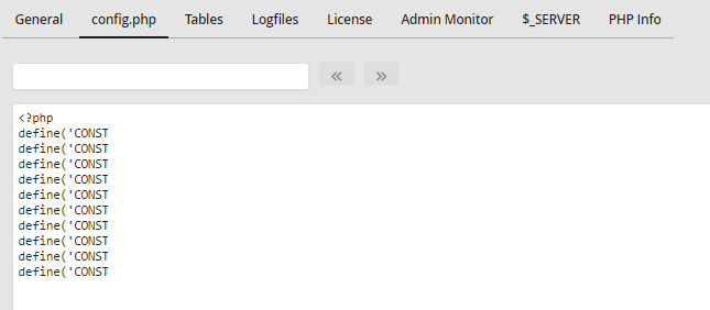 Analysis result - config.php tab