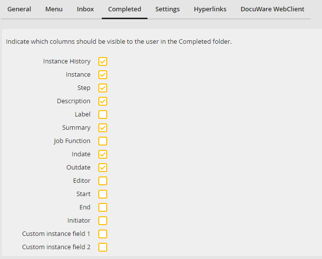 Defining the completed foldercolumns