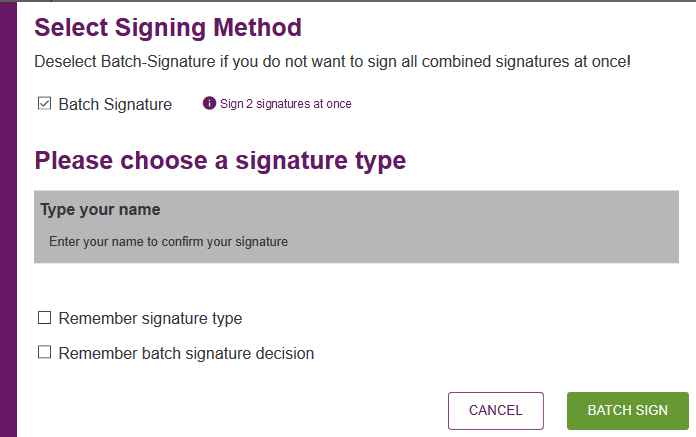 Batch Signature Simple