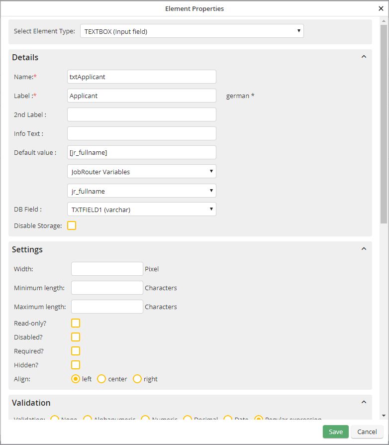 Element Properties Textbox Element Properties Textbox