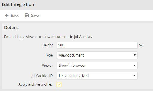JobArchive integration - Settings