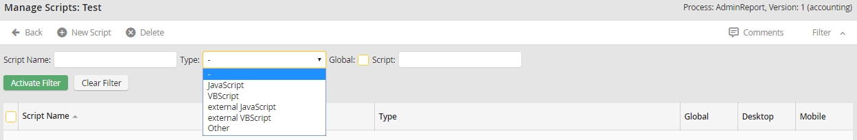 Filtering Scripts Filtering Scripts