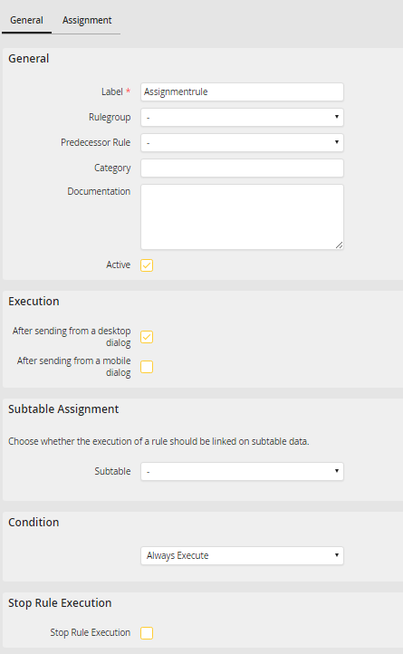 General settings of Value Assignment Rules General settings of Value Assignment Rules