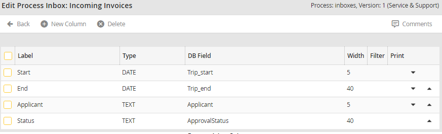 Process Inbox Columns Process Inbox Columns