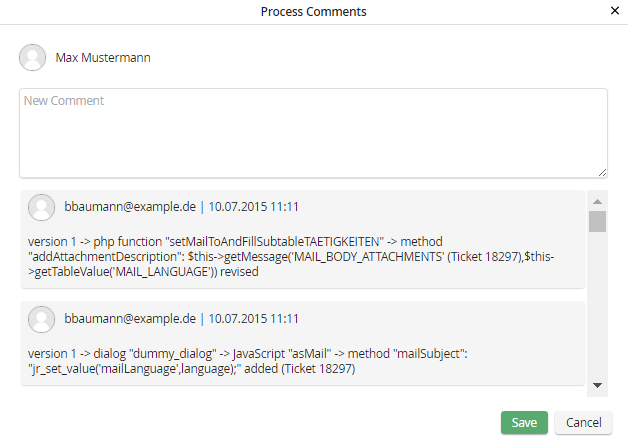 Create a process comment Create a process comment