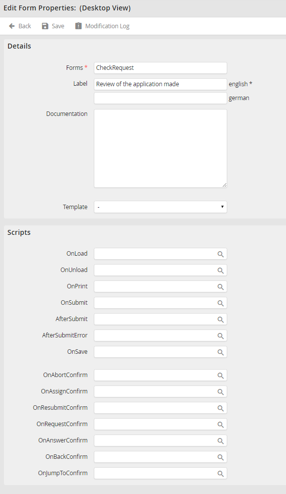 Edit Form Properties