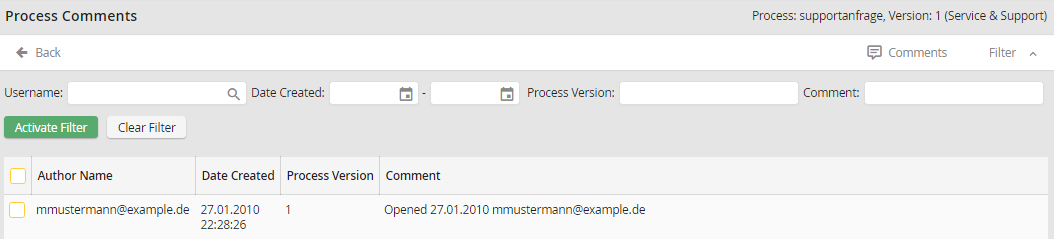 Process comments overview Process comments overview