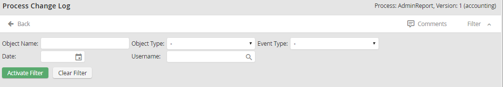 Filtering in the Change Log Filtering in the Change Log