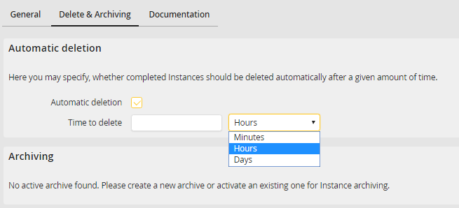 Deleting & archiving a process