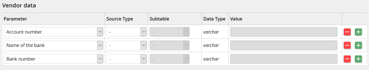 Output parameters - supplier data Output parameters - supplier data