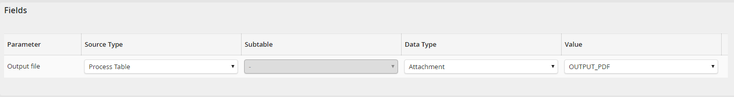Output parameters: Fields